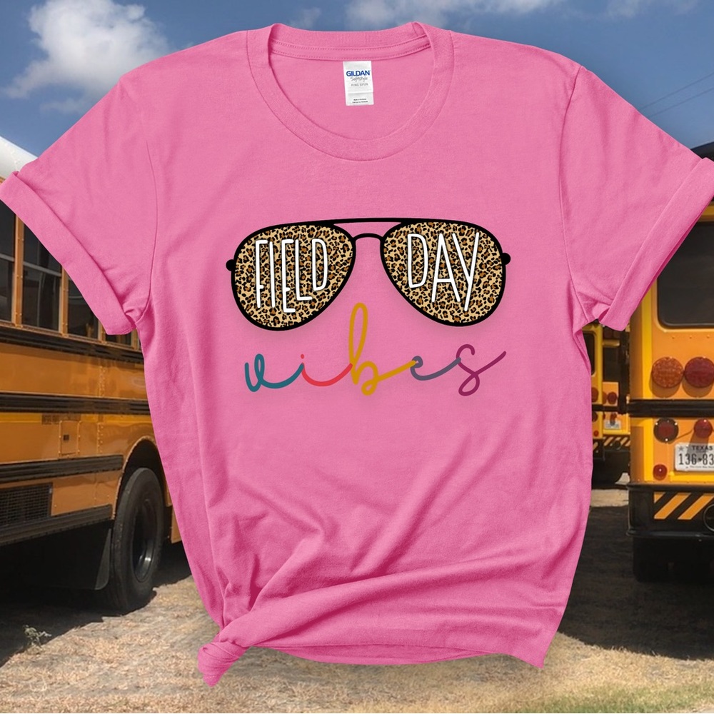 Field Day Vibes Cheetah Glasses Cotton Adult T-Shirt Sizes XS-5XL